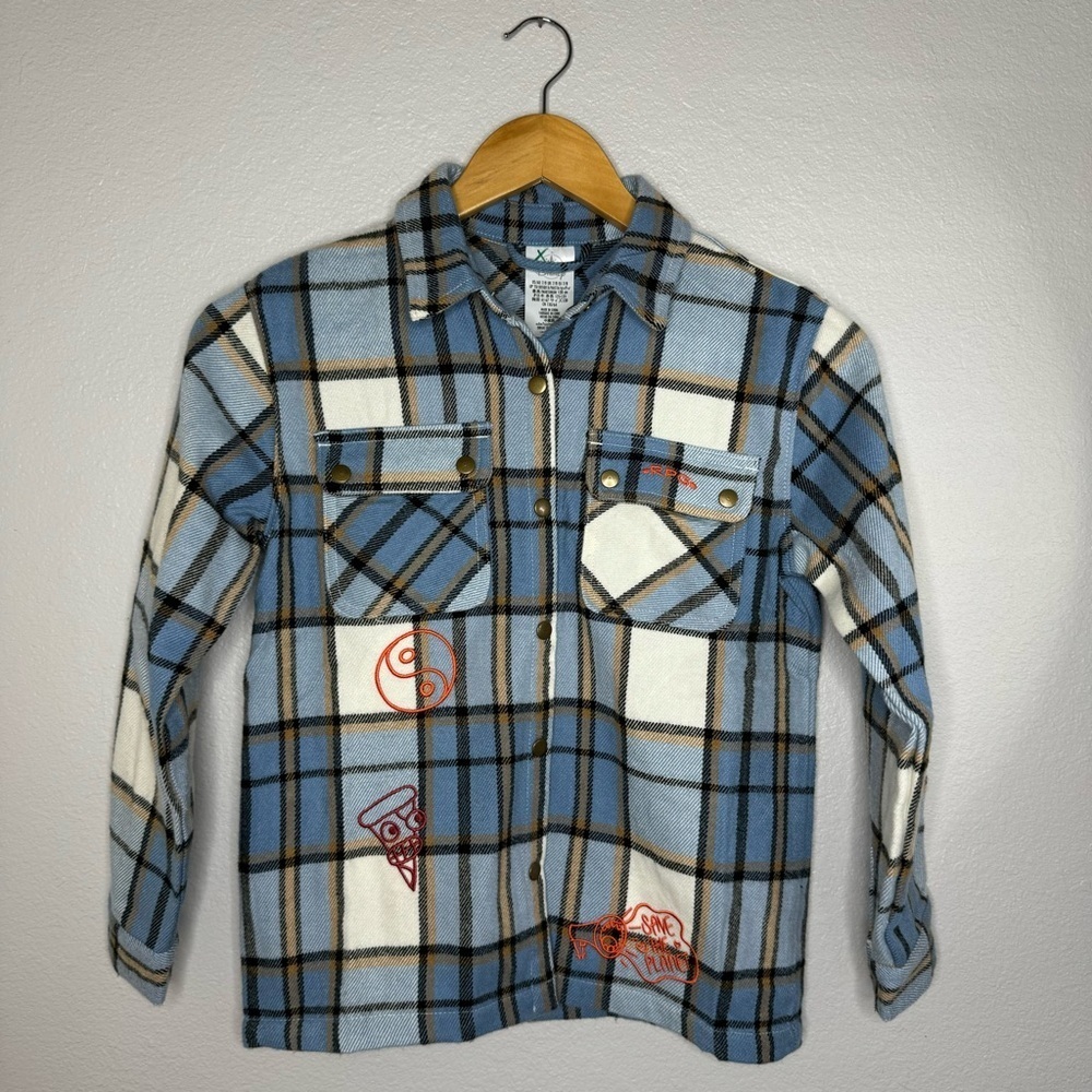 Disney Turning Red Panda Plaid Flannel Shirt for Kids Size 7/8